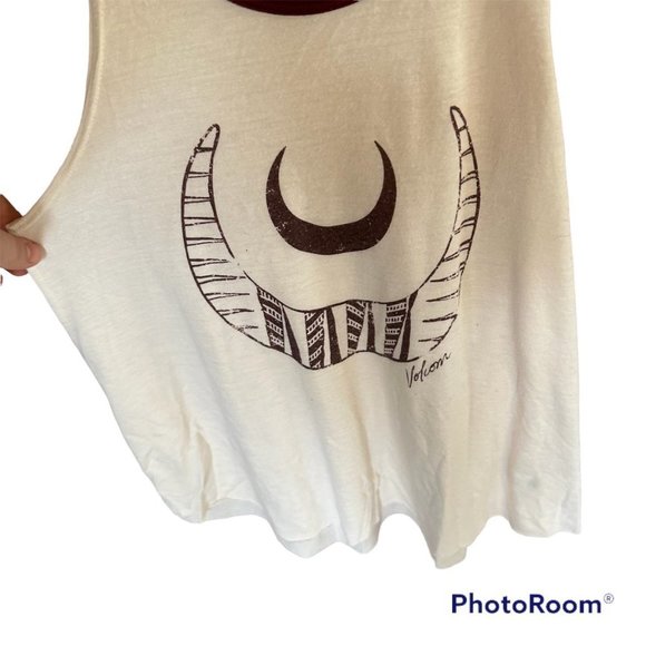 Volcom Cream and Rust Color Tank Top Size Small - Picture 2 of 4